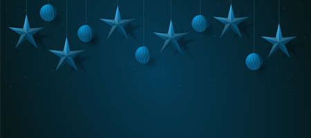 Merry christmas decoration ornament dark blue card background vector illustrationのイラスト素材