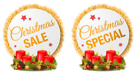 Christmas sale special offer buttons set collection isolatedのイラスト素材
