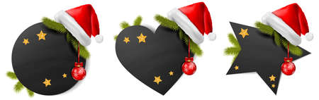 Christmas buttons set collection with santa claus hat and christmas decorationのイラスト素材