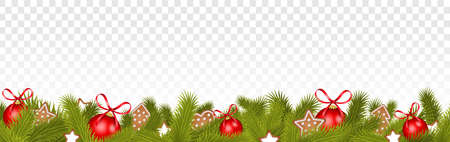 Christmas ornament decoration border frame isolated on transparent backgroundのイラスト素材