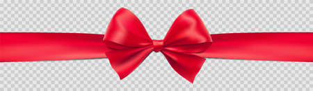 Red bow ribbon gift isolated on transparent background illustrationのイラスト素材