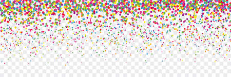 Colorful confetti rain party background transparent isolated illustrationのイラスト素材