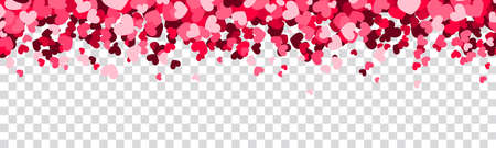 Hearts confetti rain isolated on transparent backgroundのイラスト素材
