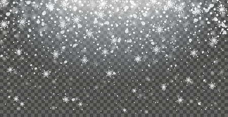 Snow snowflake snowfall falling on transparent background isolated illustrationのイラスト素材