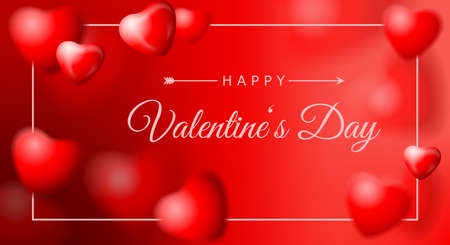 Valentines day card background with red hearts balloonsのイラスト素材