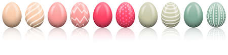 Colorful easter eggs in a row isolatedのイラスト素材