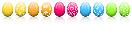 Colorful easter eggs in a row isolatedのイラスト素材
