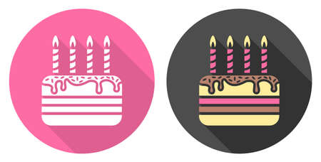 Happy birthday cake icons set flat designのイラスト素材