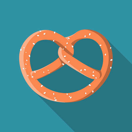 Salted pretzel flat design iconのイラスト素材