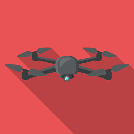 Flying drone helicopter flat design icon symbol signのイラスト素材
