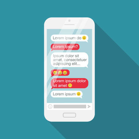 Smartphone chat messages bubbles icon symbol flat design vectorのイラスト素材