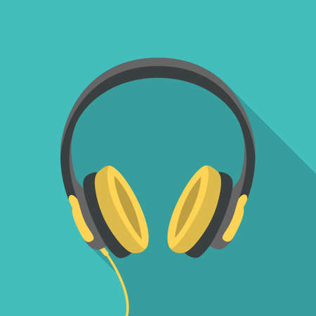 Headphones dj computer music beats sign icon symbol flat design vectorのイラスト素材