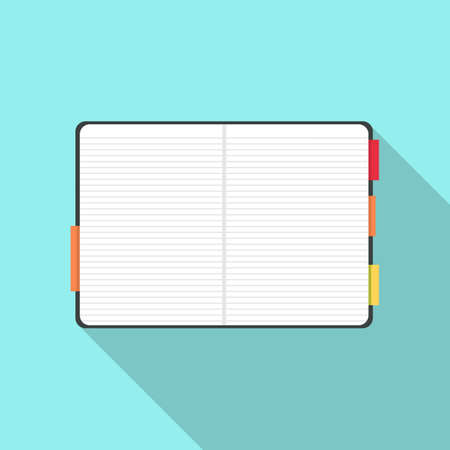 Spiral open notebook blank paper education icon symbol flat design vectorのイラスト素材