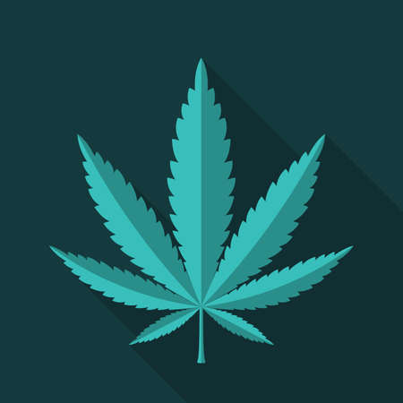 Cannabis marijuana leaf plant medical hemp flat design icon symbolのイラスト素材