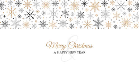 Merry christmas new year christmas card background with winter snowflakes seamless vector patternのイラスト素材