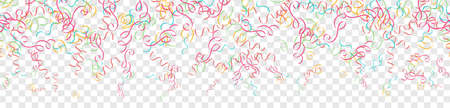 Colorful falling streamer confetti seamless pattern flat design background isolatedのイラスト素材