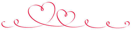 Red hearts calligraphy curl ribbon vector symbol isolatedのイラスト素材