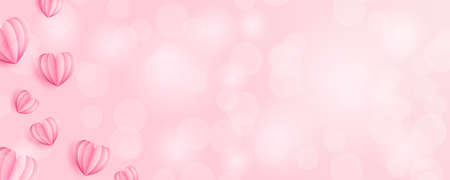 Hearts bokeh background banner vector pink rose (valentines day, wedding, mothers day)のイラスト素材