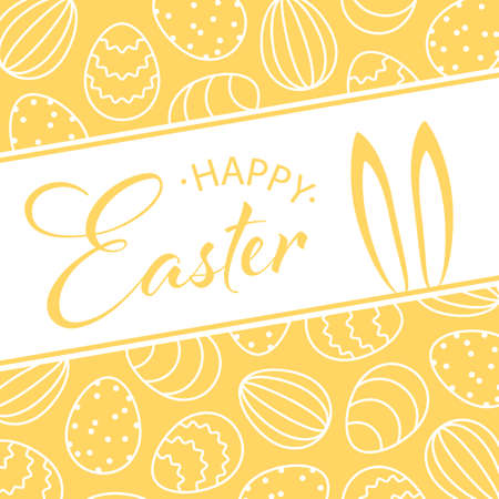 Happy easter card background with easter bunny ears and easter eggsのイラスト素材