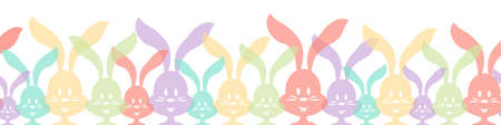 Colorful easter bunnies seamless pattern frame isolated backgroundのイラスト素材