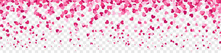 Falling pink hearts confetti rain seamless pattern background transparent isolatedのイラスト素材