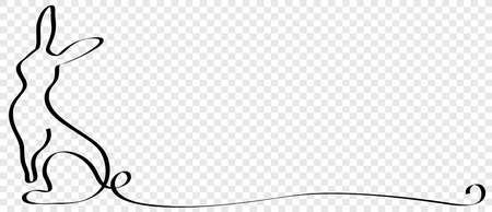 Easter bunny line art calligraphy abstract ribbon transparent backgroundのイラスト素材