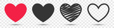 Heart symbol icon vector set collection background transparent isolatedのイラスト素材