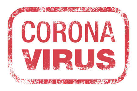 Coronavirus Covid-19 virus red banner grunge stamp isolatedのイラスト素材
