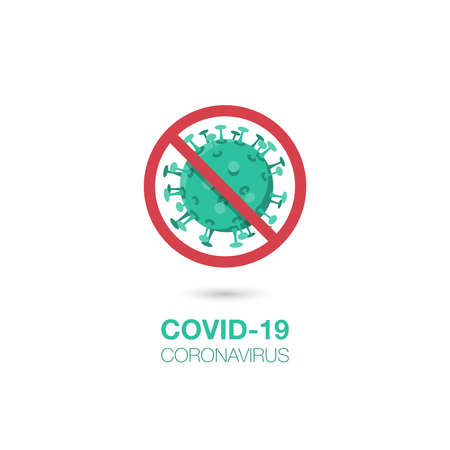 Covid-19 Coronavirus virus stop forbidden danger warning sign symbol vector isolatedのイラスト素材