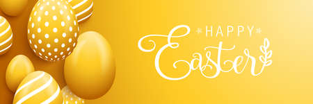 Happy easter eggs banner background cardのイラスト素材