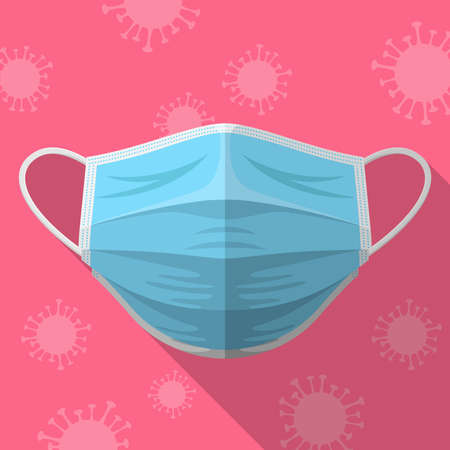 Medical mask corona virus protection flat design icon signのイラスト素材