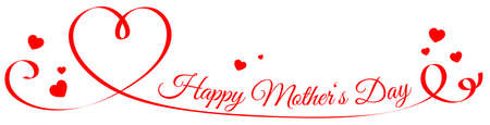 Happy mother's day ribbon with red hearts banner isolatedのイラスト素材