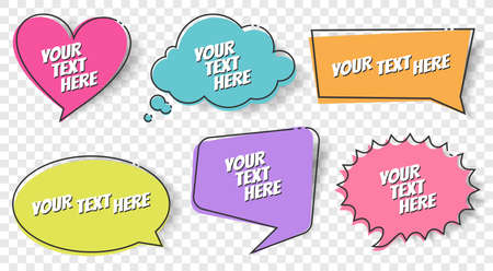 Colorful speech bubble chat talk set collection transparent isolatedのイラスト素材
