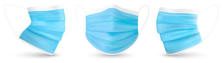 Medical face masks isolated on white background. Realistic 3D vector illustration design. Coronavirus protectionのイラスト素材