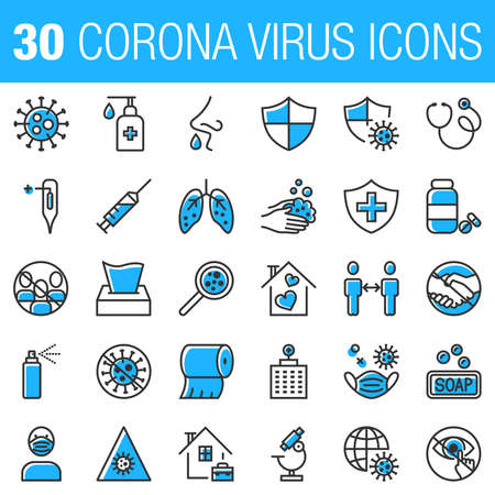Corona virus health care icons symbols set collectionのイラスト素材