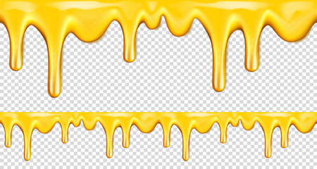 Dripping honey seamless repeatable border isolated transparent backgroundのイラスト素材