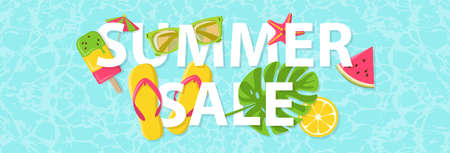 Summer sale banner vector pool backgroundのイラスト素材