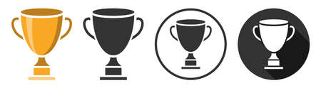 Trophy goblet cup icon symbol flat design vectorのイラスト素材