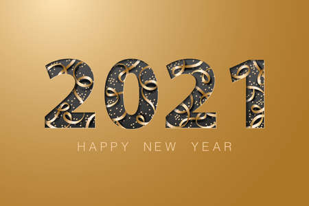 2021 happy new year golden banner background cardのイラスト素材