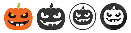 Pumpkin halloween icon symbol set flat designのイラスト素材