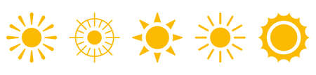 Sun icons symbols silhouette orange on white backgroundのイラスト素材