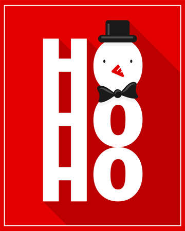 Hohoho snowman christmas card illustration flat designのイラスト素材