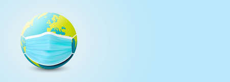 World wearing face mask for corona virus protection banner background vector illustrationのイラスト素材