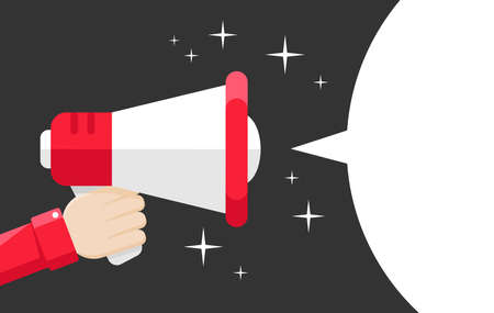 Megaphone microphone announcement flat design illustration vectorのイラスト素材