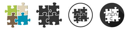 Puzzle pieces icon symbol flat design set illustrationのイラスト素材