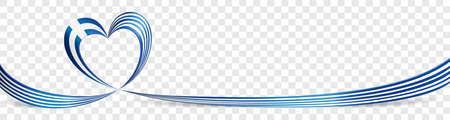 Greek Greece flag ribbon heart banner on transparent background vector illustrationのイラスト素材