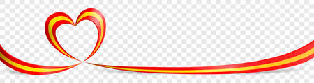 Spain Spanish flag heart ribbon banner on transparent background vector illustrationのイラスト素材