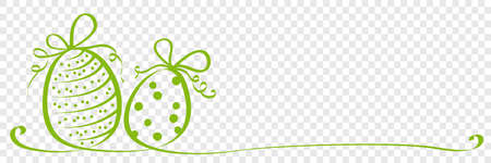 Hand drawn easter eggs calligraphy ribbon on transparent background vector illustrationのイラスト素材
