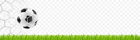 Soccer football on the net with grass. European championship 2021. Vector illustration isolatedのイラスト素材