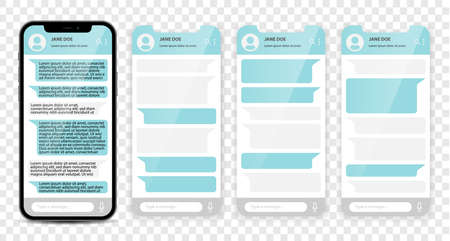 Smartphone with messenger chat interface template. Vector illustration isolated on transparent backgroundのイラスト素材